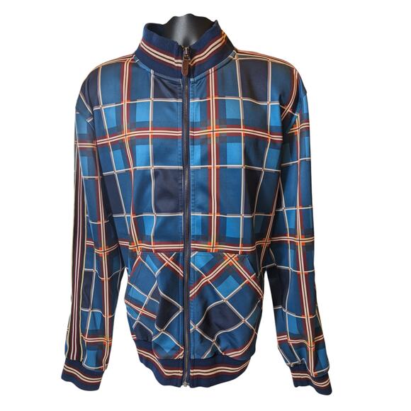 Stacy Adams Jacket Men XXL Blue Plaid Lightweight Track Full Zip Streetwear Bold - Picture 5 of 16